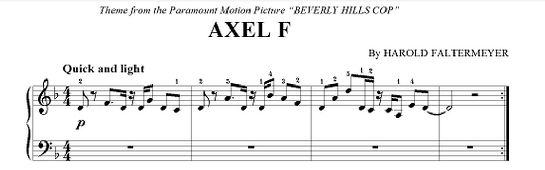 axel f partition piano
